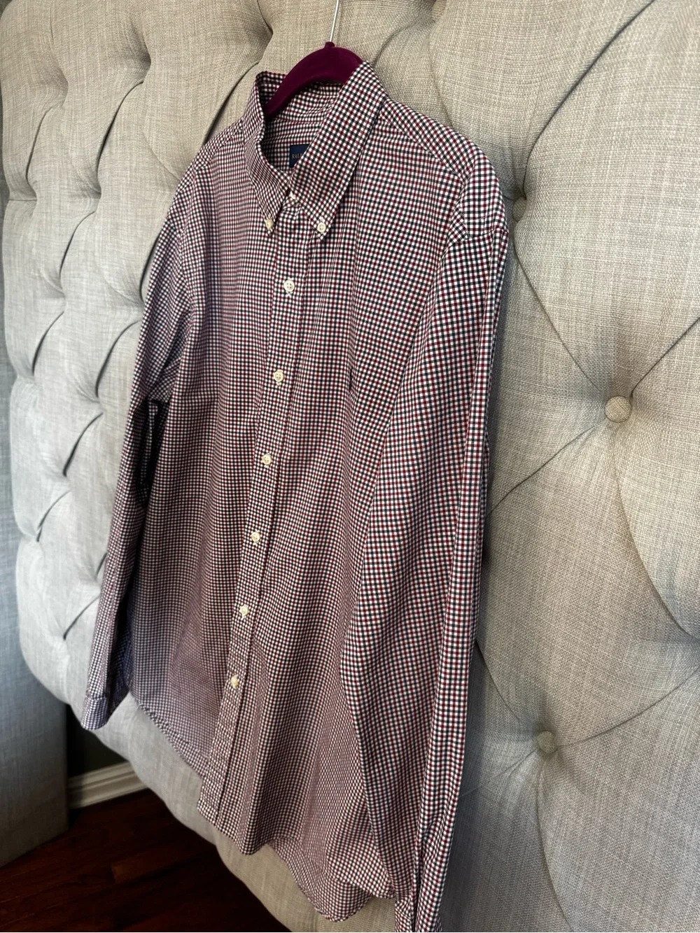 Polo by Ralph Lauren Burgundy and White Check Button-Down Shirt